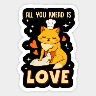 Cute & Funny All You Knead Is Love Cat Kneading Sticker